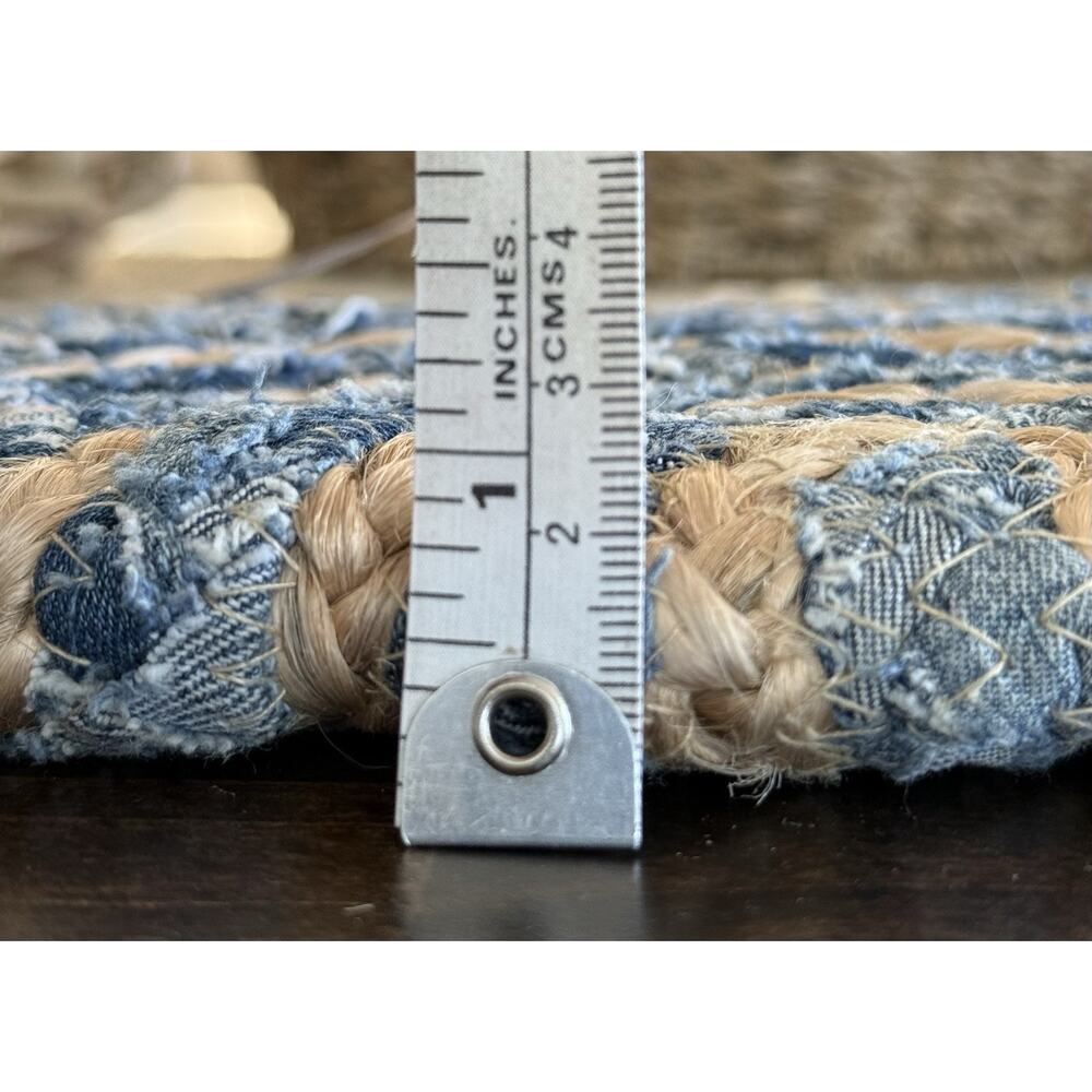 SHIRALEAH Chicago Jute/Cotton Crescent Burlap Blue/Tan Clutch Bag Vacation Beach - Picture 14 of 14